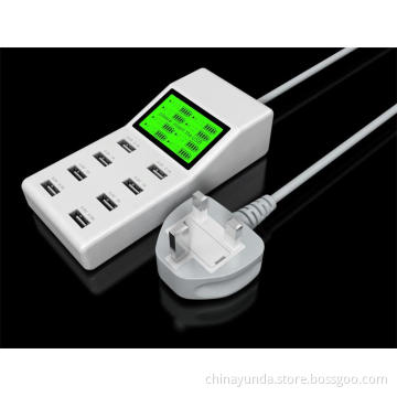 New Brand 8 Port USB Mobile Phone Charger with LCD 5V 9.2A Output UK/EU/US Standard